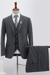 Classic Dark Gray Three Pieces Slim Fit Custom Formal Men’s Wear