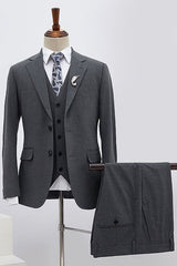 Classic Dark Gray Three Pieces Slim Fit Custom Formal Men’s Wear
