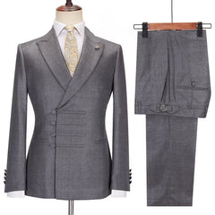Classic Gray Peak Lapel Custom Business Suit