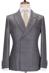 Classic Gray Peak Lapel Custom Business Suit