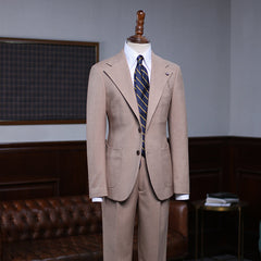 Classic Khaki Two Pieces Slim Fit Custom Business Suit
