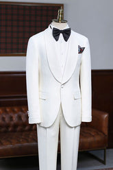 Classic White Two Pieces Slim Fit Custom Groom’s Wedding Suit