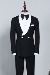 Clement New Black and White Slim Fit Custom Wedding Suit for Grooms