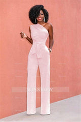 Concise Black One-Shoulder Daily Women's Jump Suit