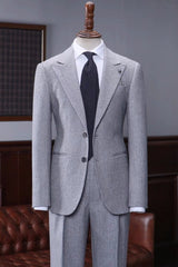 Contemporary Grey Peaked Lapel Checkered Prom Outfit
