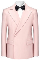 Contemporary Pink Peaked Lapel Prom Ensemble For Men