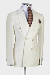 Contemporary White Shawl Lapel Two-Piece Men’s Wedding Suits