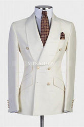 Contemporary White Shawl Lapel Two-Piece Men’s Wedding Suits
