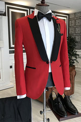 Crimson Peaked Lapel Two Piece Modern Men's Prom Suit
