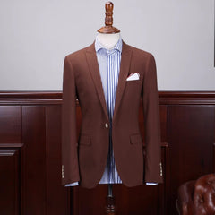 Custom Coffee Peaked Lapel Prom Attire For Men