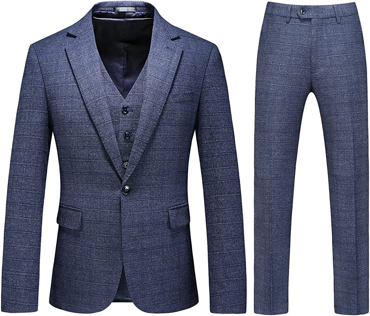Custom Navy Blue Notched Lapel Three-Piece Men's Business Suit