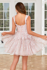 Cute A Line Square Neck Sage Corset Homecoming Dress