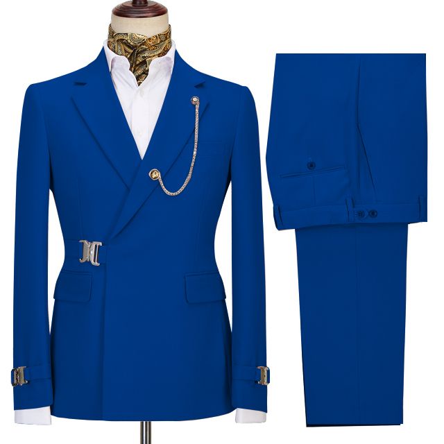 Dark Blue Notch Lapel Two Pieces Stylish Men’s Business Suits