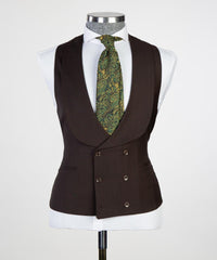 Dark Brown Latest Peaked Lapel Three-Piece Men’s Business Suits