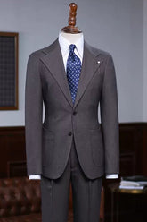 Dark Gray Decent Notched Lapel Business Suit