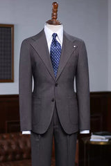 Dark Gray Decent Notched Lapel Business Suit