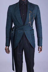 Dark Green Jacquard Shawl Lapel Classic Wedding Suit