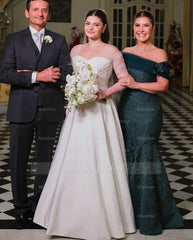 Dark Green Mermaid Mother of The Bride Dress Off-The-Shoulder Sleeveless Bridesmaid Dresses With Ruffles