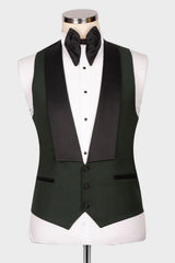 Dark Green Peaked Lapel Three-Piece Men's Business Suit