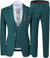 Dark Jade Notched Lapel Three Piece Bespoke Prom Suite