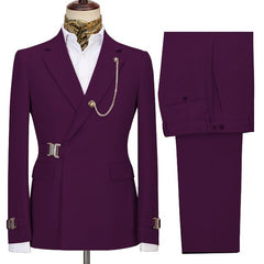 Dark Purple Elegant Notch Lapel Men’s Business Suits