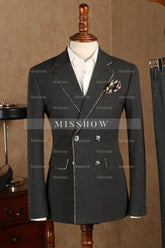 Darren Charming Dark Gray Double-Breasted Notched Lapel Prom Suit
