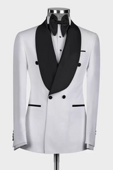 Dashing White Shawl Lapel Double Breasted Wedding Suit