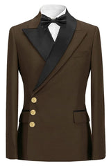 Deep Brown Close-Fitting Peaked Lapel Men's Prom Suit