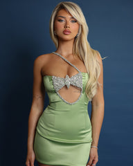 Designer Column Satin One Shoulder Sleeveless Short Homecoming Dress With Beading