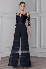 Designer Long Chiffon Festive Trouser Suits Lace Sleeves Mother of The Bride Dresses with Detachable Train