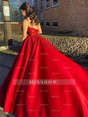 Designer Long Red A-line Spaghetti Straps Lace Princess Wedding Dress