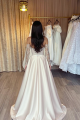 Designer Long Simple A-line Sweetheart Sequined Satin Prom Evening Dresses With Sleeves