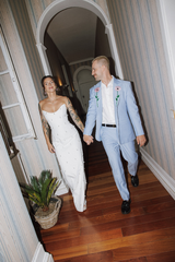 Designer Long White Strapless Column Satin Wedding Dress