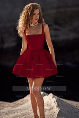 Double Shoulder Straps Sleeveless Short A Line Formal Dress With Pleated