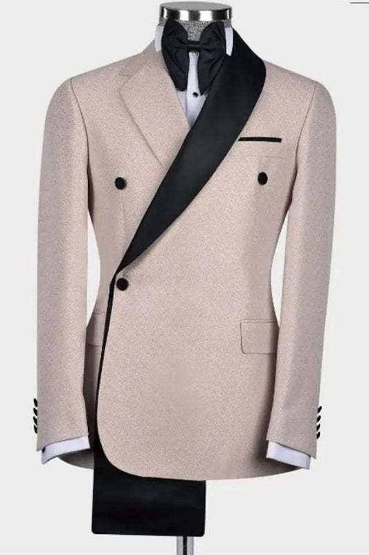 Dusty Pink Shawl Collar Two-Piece Close-Fitting Groom's Suit