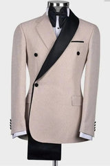 Dusty Pink Shawl Collar Two-Piece Close-Fitting Groom's Suit