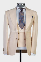 Dwight Stylish Champagne Peaked Lapel Three-Piece Best Fit Men’s Suits