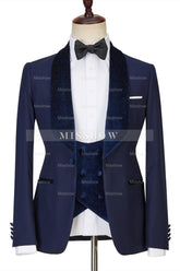 Dylan Latest Navy Blue Best Tailored Three-Piece Sparkling Men’s Suits