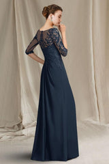 Elegant A-Line Lace Mother of The Bride Dress Scoop Neck Half Sleeve Bridesmaid Dresses With Appliques