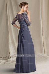 Elegant A-Line Lace Mother of The Bride Dress Scoop Neck Half Sleeve Bridesmaid Dresses With Appliques