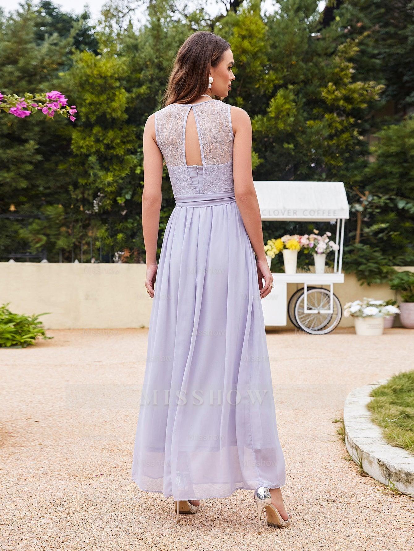 Elegant A-Line Scoop Sleeveless Chiffon Bridesmaid Dresses