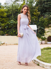 Elegant A-Line Scoop Sleeveless Chiffon Bridesmaid Dresses