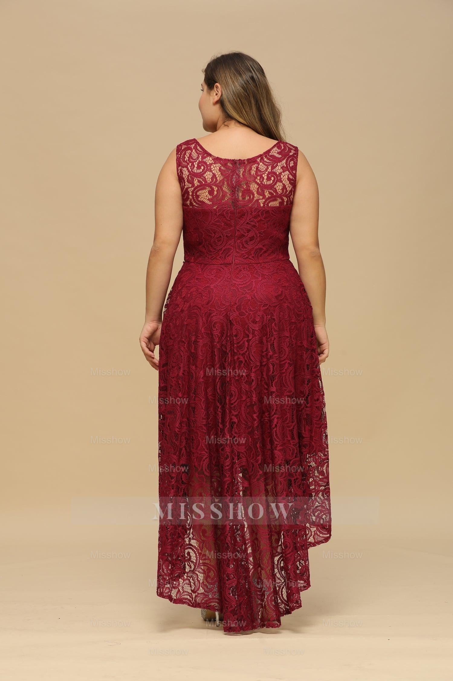 Elegant A-Line Scoop Sleeveless Lace Bridesmaid Dress