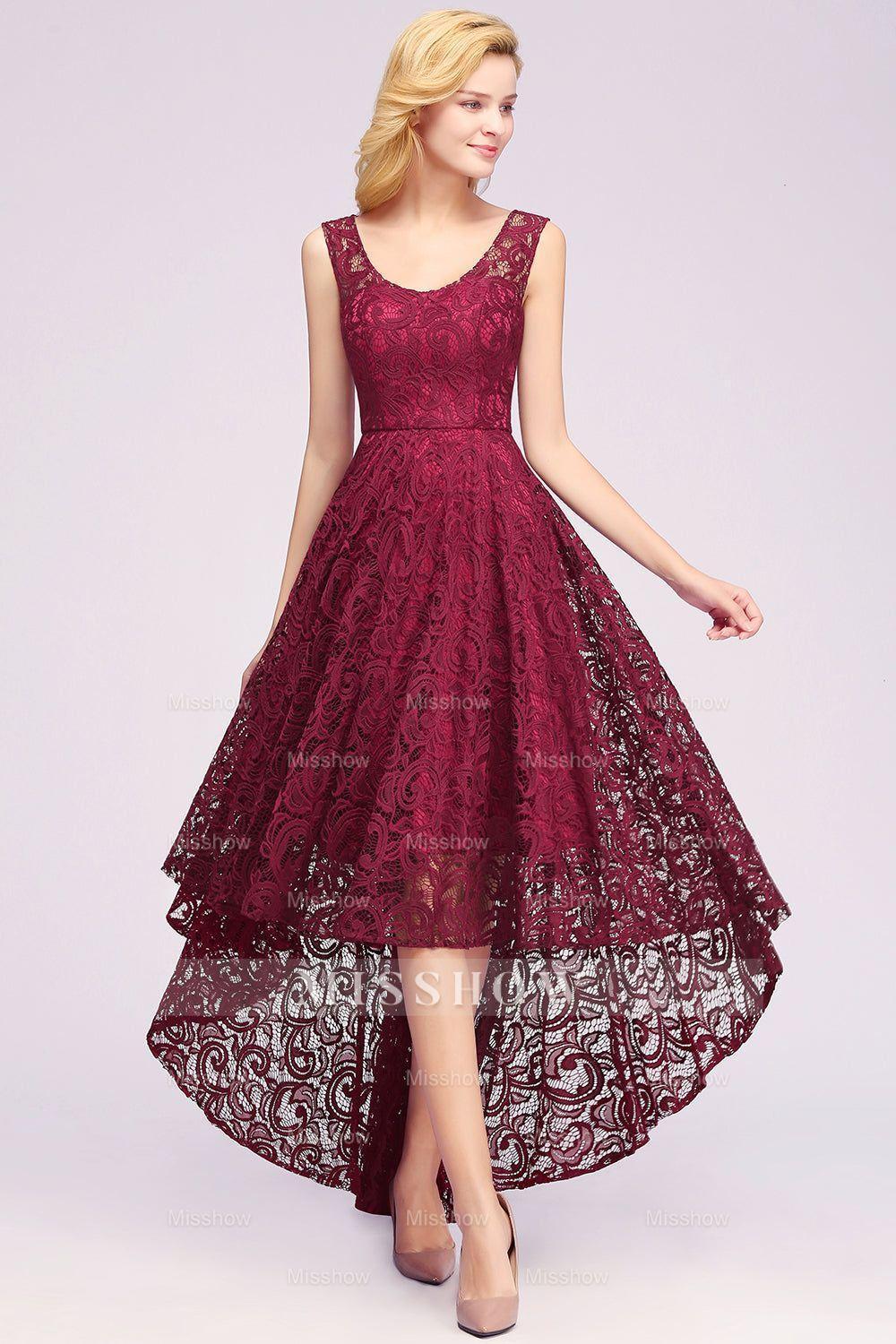 Elegant A-Line Scoop Sleeveless Lace Bridesmaid Dress