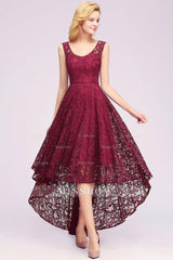 Elegant A-Line Scoop Sleeveless Lace Bridesmaid Dress