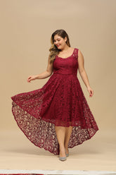 Elegant A-Line Scoop Sleeveless Lace Bridesmaid Dress