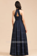 Elegant A-line Sleeveless V-Neck Ruffle Chiffon Lace Bridesmaid dresses