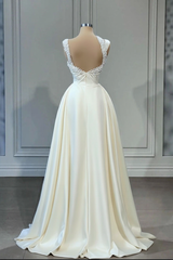 Elegant A-line Sweetheart Sleeveless Beading Wedding Dresses