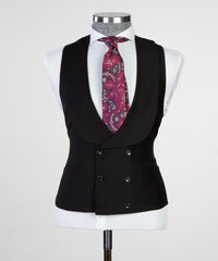 Elegant Black Peaked Lapel Custom Men’s Suits For Business