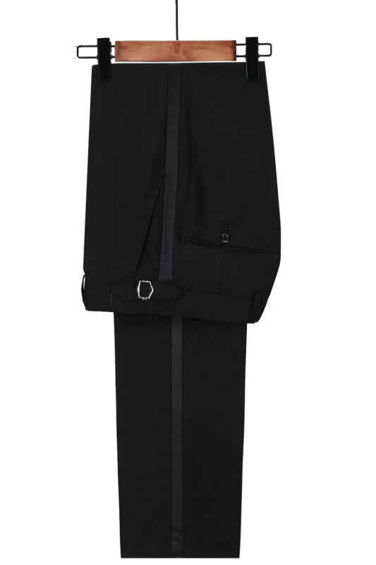 Elegant Black Sequined Shawl Lapel Three-Piece Wedding Ensemble